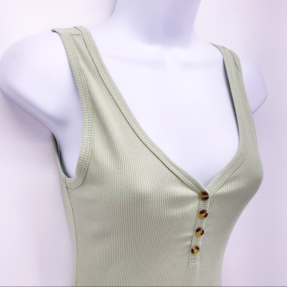 NEW Fashion Nova Lynda Ribbed Mini Dress - Sage Green Size Medium - Picture 2 of 9